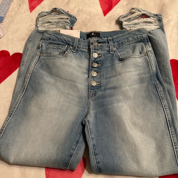 NWT 7 FOR ALL MANKIND WOMEN'S HIGH RISE CROP DENIM JEANS - Picture 11 of 17